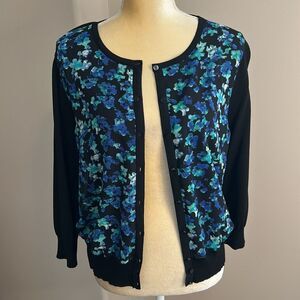 EUC Ann Taylor Floral Print Cardigan (size Large)